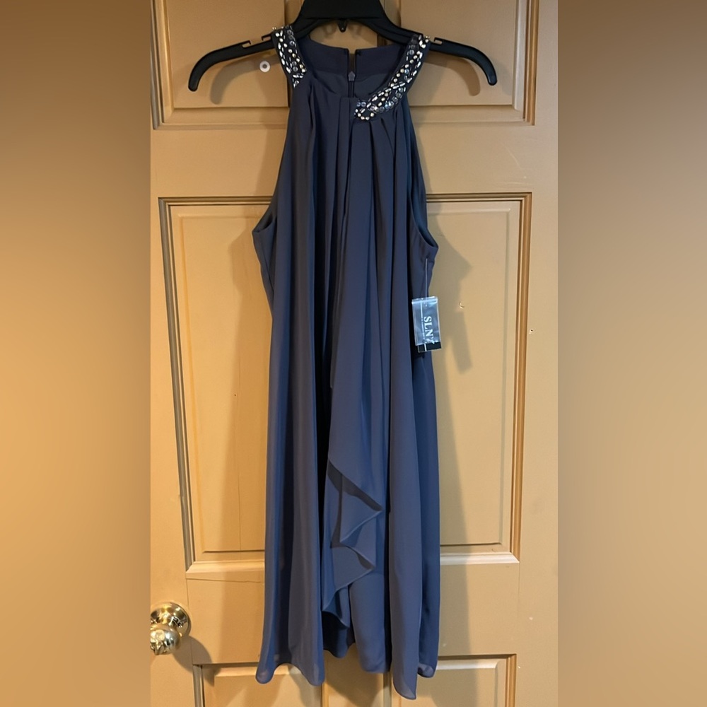 Elegant Blue Sleeveless Dress